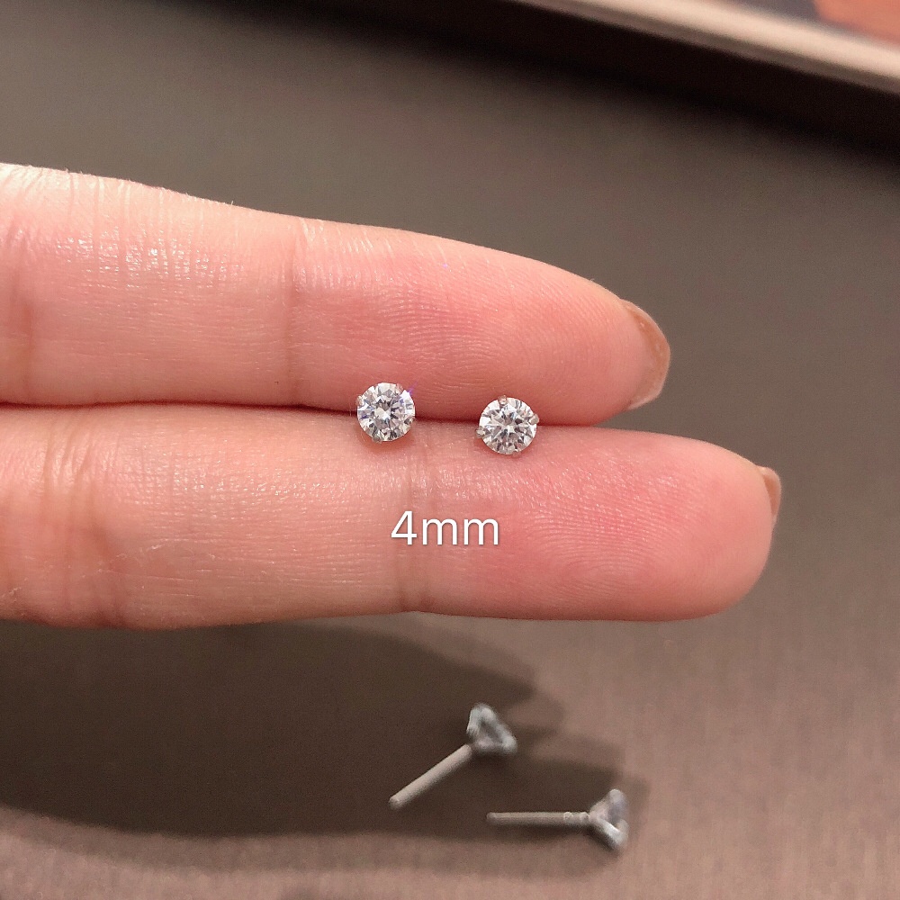 Anting Tusuk Sterling Silver 925 Dengan Batu Zircon Klasik Untuk Wanita