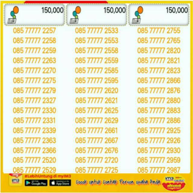 NOMOR CANTIK INDOSAT IM3 4G O85 77777 22aa