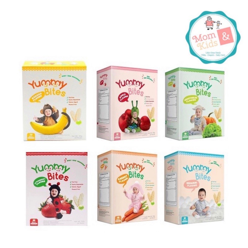 Yummy Bites Baby Rice Crackers Snack Bayi Biskuit Bayi 50 gr