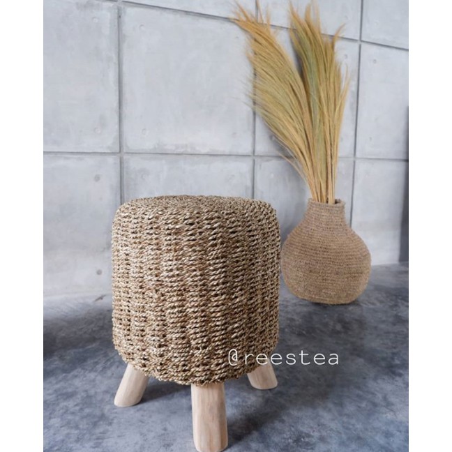 Reestea Stool Seagrass Anyam Tebal/ Stool Anyam/Stool Jati tebal