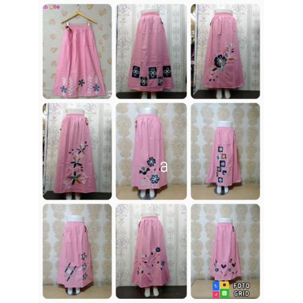 Rok katun bangkok terlaris / rok skirt / rok panjang bordir tempel halus / rok santri
