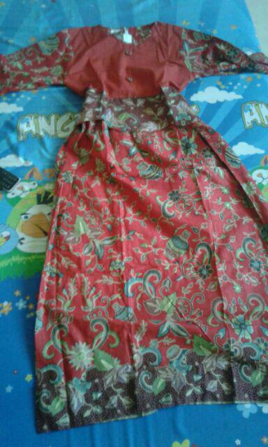 Qnunbatik Gamis/dress Muslim Batik 9-11th Anak Perempuan Azizah Gentong