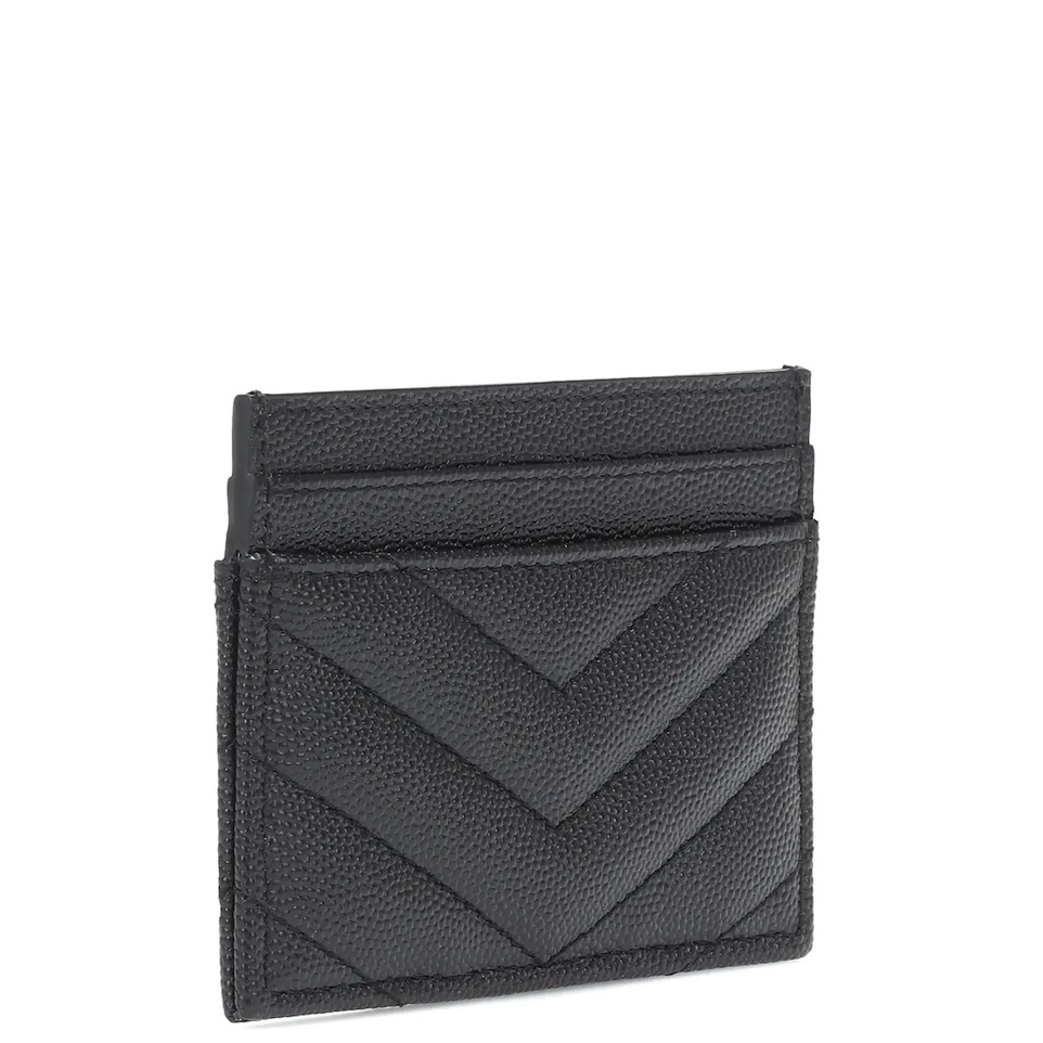 YSL Monogram Quilted Leather Card Holder Black GHW 100% Authentic