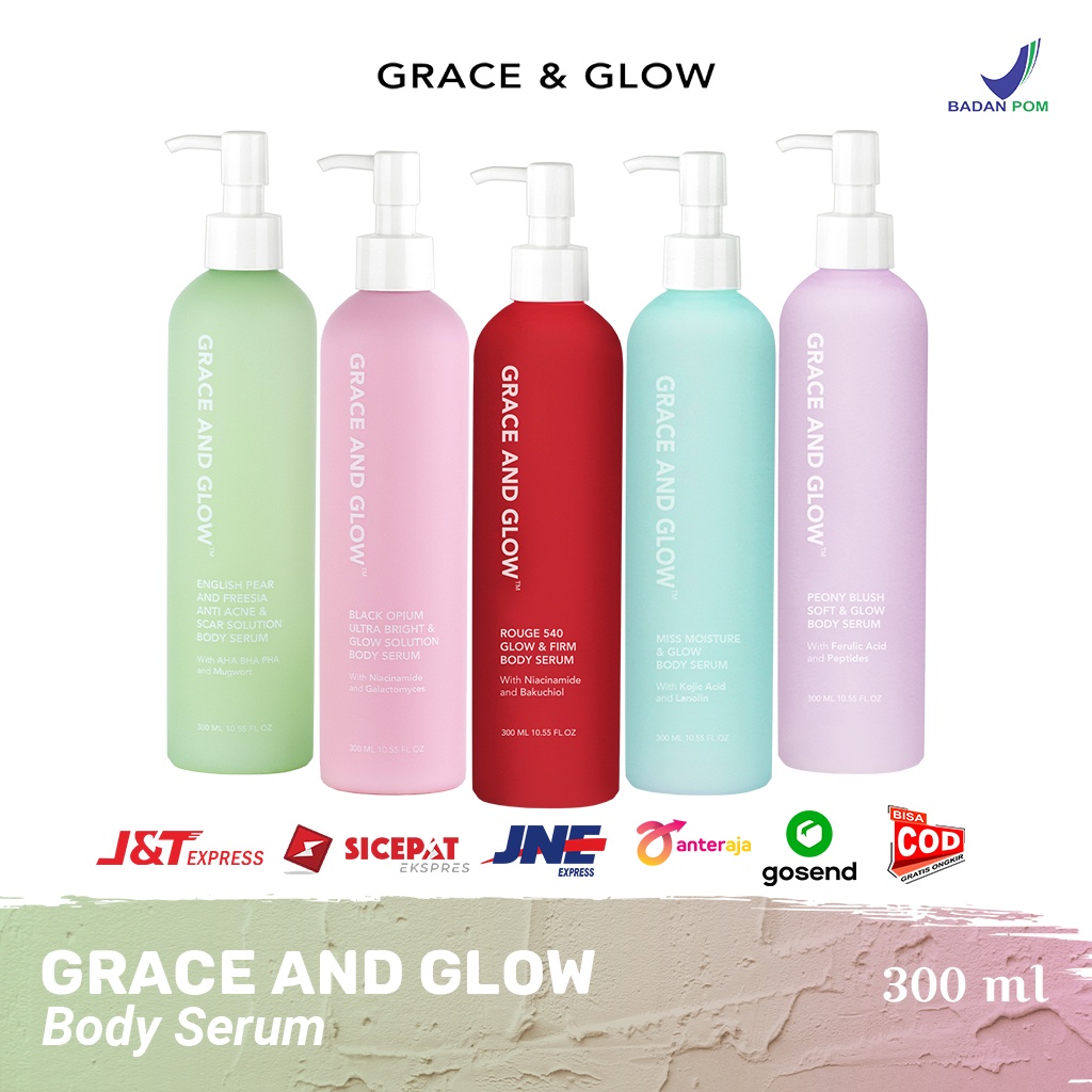 Jual GRACE AND GLOW Body Serum 300 ml English Pear Black Opium