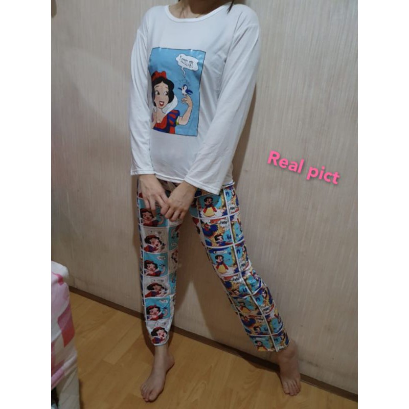 Baaju.id Set Piyama Import Baju Tidur Wanita Lengan Panjang Celana Panjang Motif Kartun Lucu KR1008