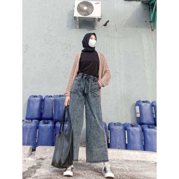 KULOT PINGGANG KARET KULOT SNOW RAWIS//KULOT JEANS HIGHWAIST WANITA TERBARU JI