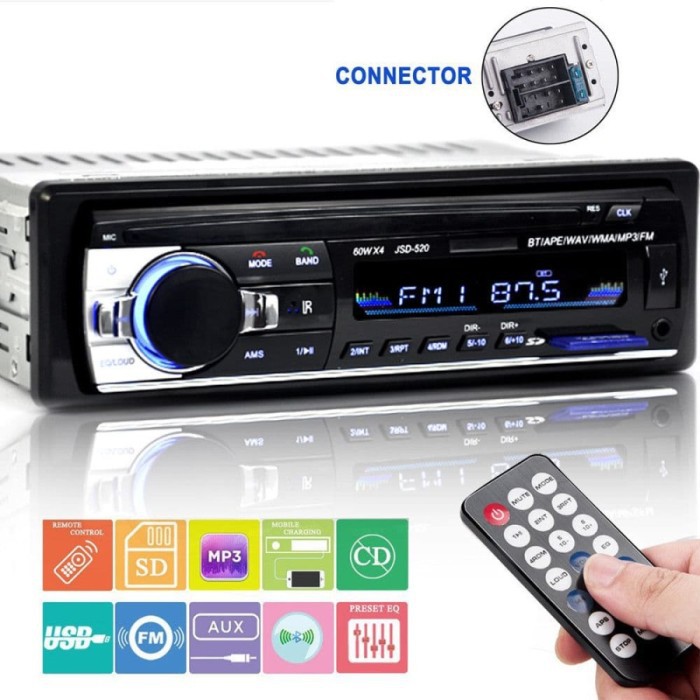 Tape Audio Radio Mobil Multifungsi Bluetooth USB MP3 FM Radio JSD-520