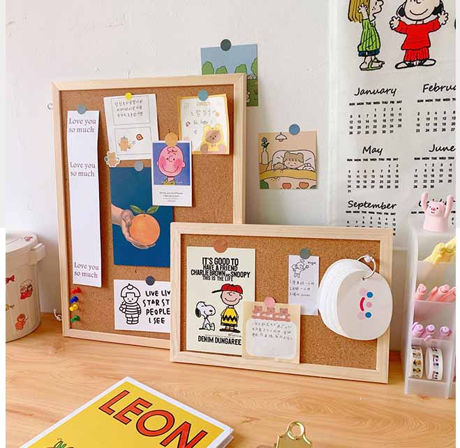 Wood Wall Hanging Message Bulletin Board Frame Notice Note Memo Board Shop papan gabus cork board