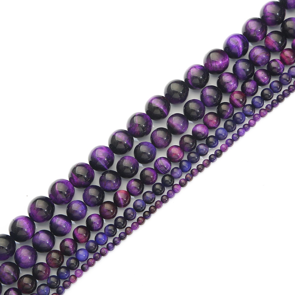 32-89 pcs Natural Purple Tiger Eye 4/6/8/10/12 MM Dipilih Batu Alam Bulat Beads Untuk Membuat Perhiasan Massal 38 CM/Strand