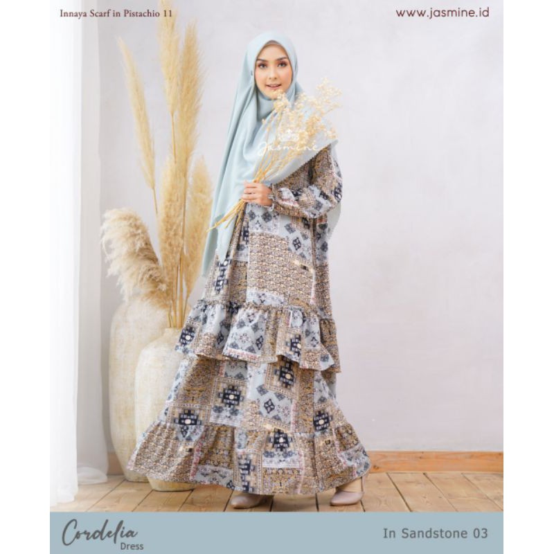 Gamis Syari CORDELIA by Jasmine / Dress Muslim Busui Bahan Ciara Crepe Motif Batik Etnik