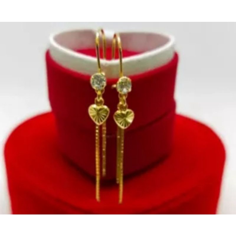 Anting juray love dilapisi kuning emas 24k fashion wanita titanium original anti luntur