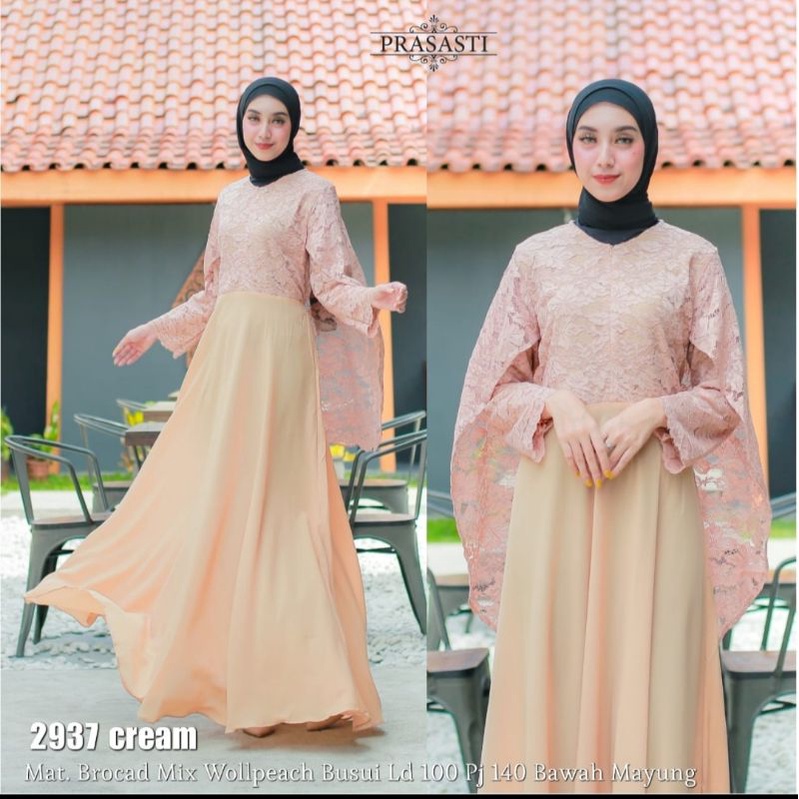 Goenzshop Gamis Brokat,Busui+Wudhu Friendly,Bawah Mayung