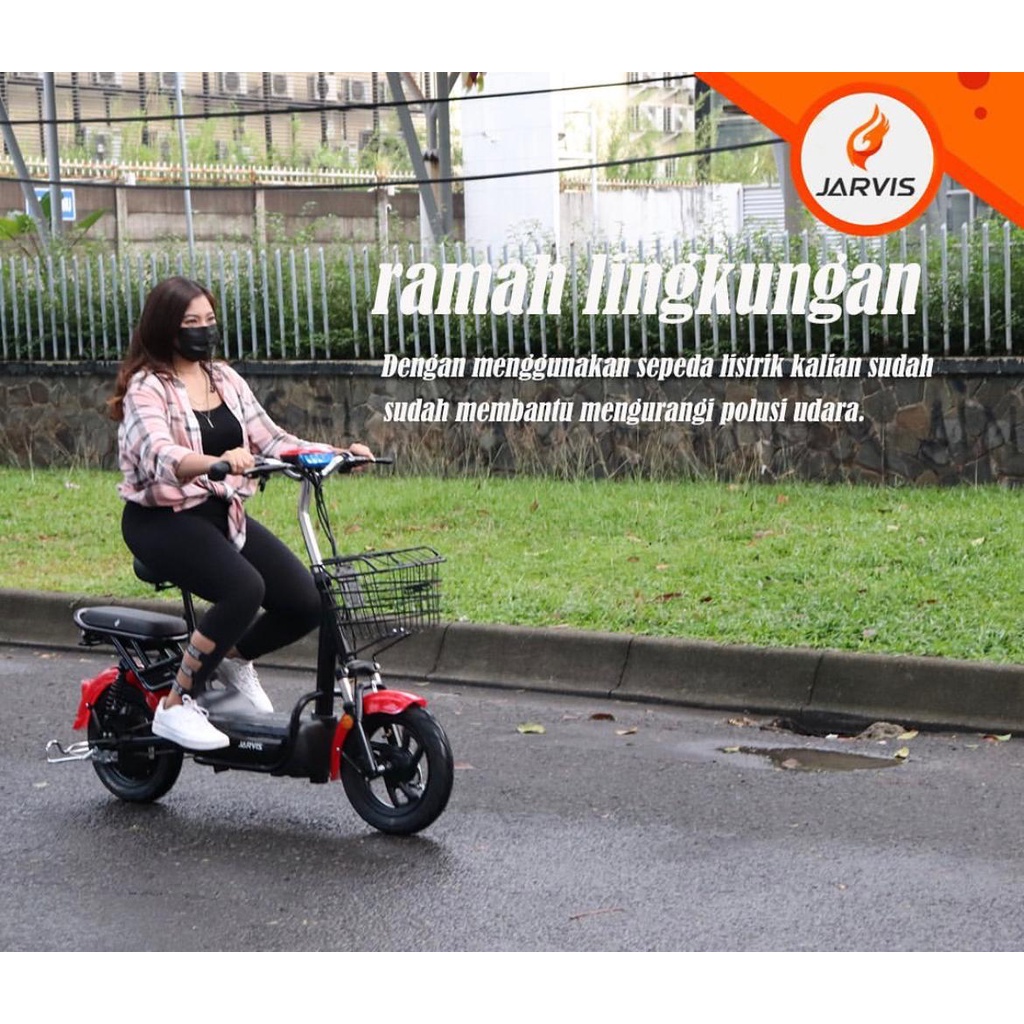 Sepeda Listrik JARVIS 1+SNI ada boncengan keranjang  garansi murah termurah-1