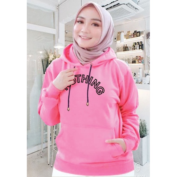 Sweater Hoodie Wanita nothing / Sweater Hoodie Korean Style / Sweater Terbaru 2021 / Sweater Tebal / Sweatshirt Hoodie Wanita