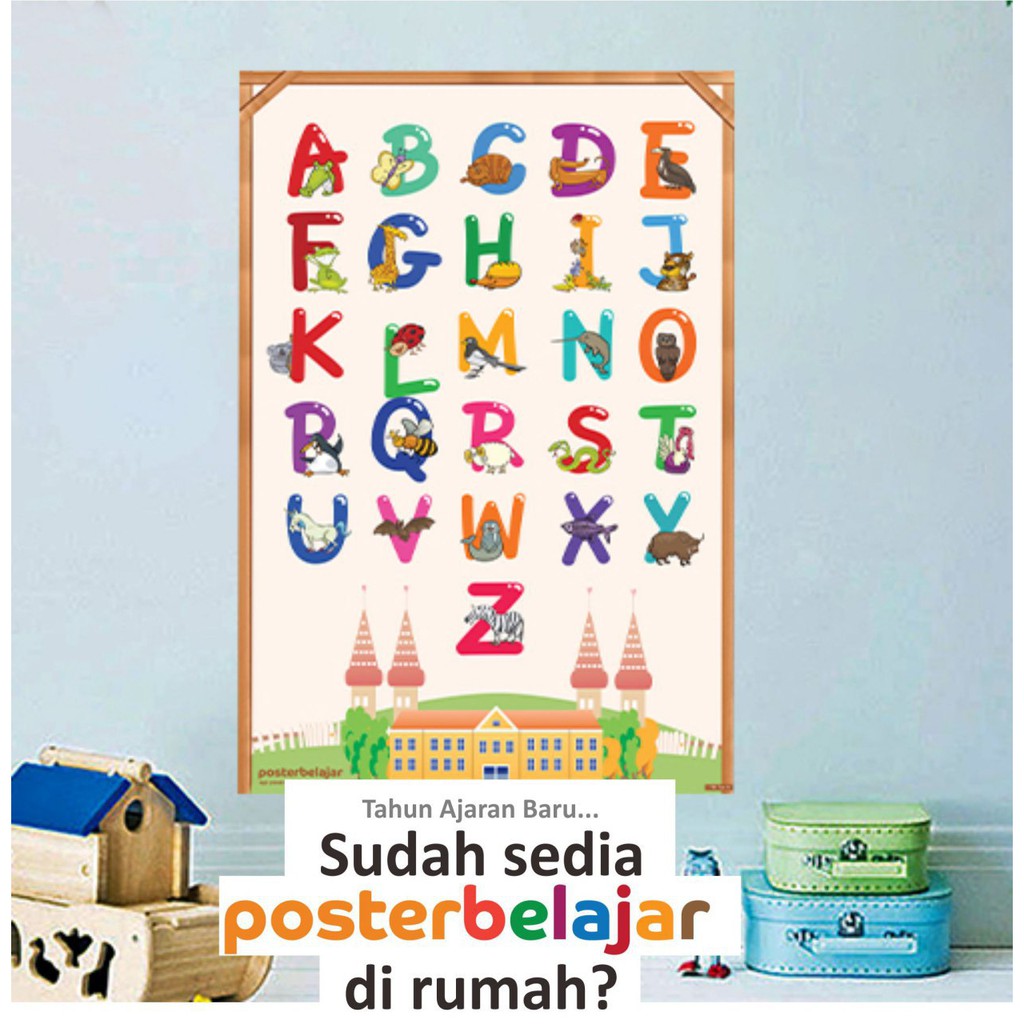 TIPE 16 POSBEL Poster Pendidikan Belajar Mengenalkan Huruf ALFABET Besar dan Kecil