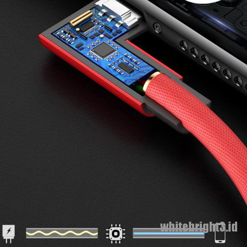 &lt; White3 &gt; Kabel Data / Charger Micro USB / Type C / IOS / Android 90 Derajat Model Kepang