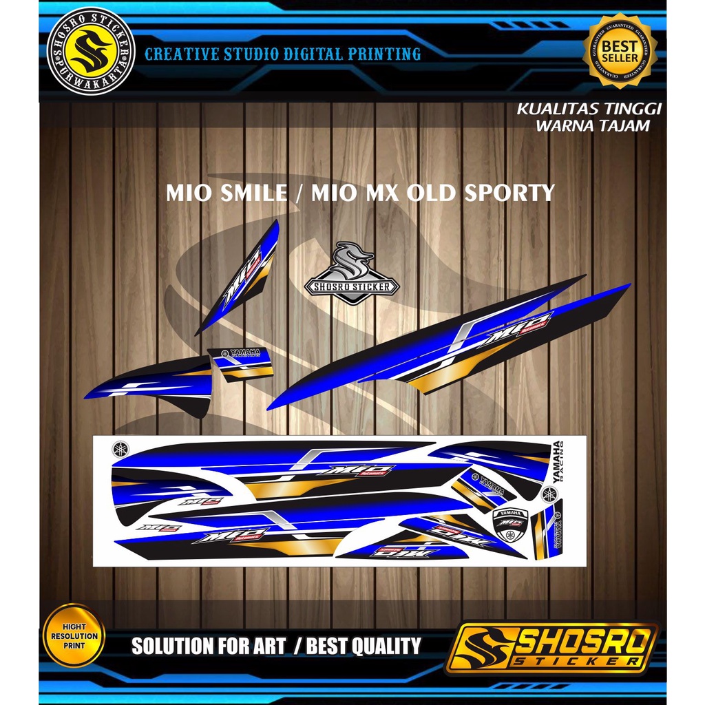 POLET LIS STIKER STICKER STRIPING VARIASI MOTOR YAMAHA MIO MX MIO SMILE MIO OLD BLUE VARIASI TERBARU