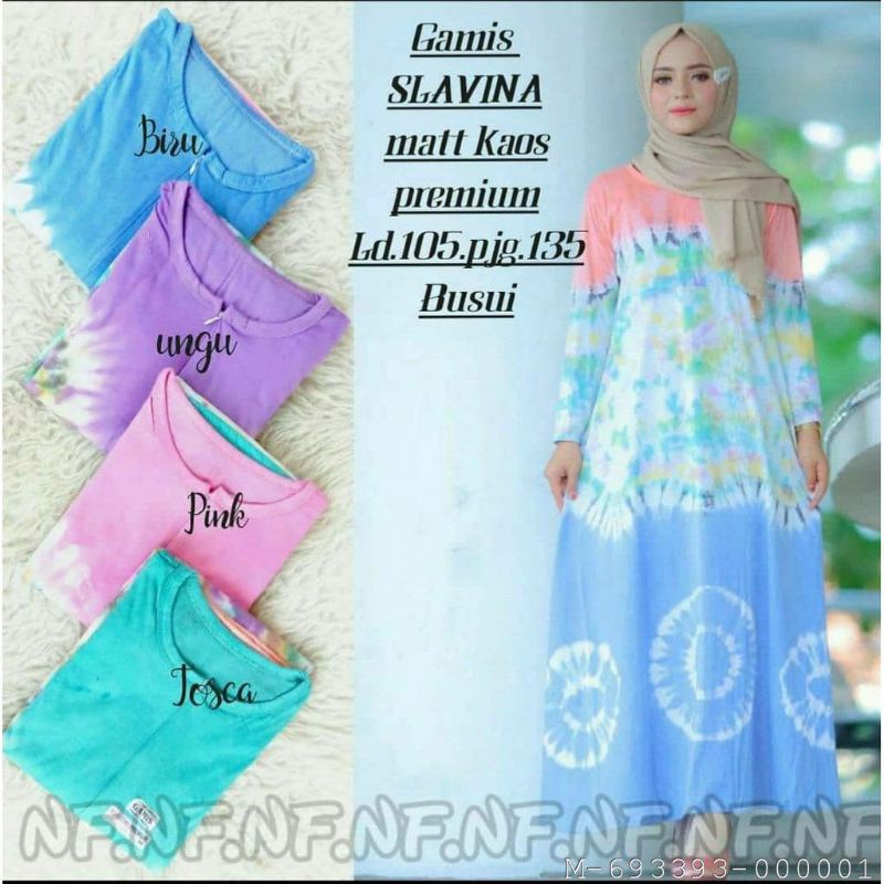 DRESS MUSLIM WANITA GAMIS TIEDYE SLAVINA COMBED