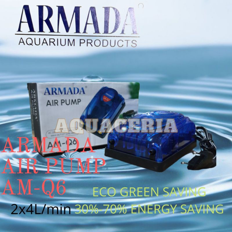 Airator 2 lubang Armada Q-6 Mesin gelembung udara aquarium pompa udara 2 output