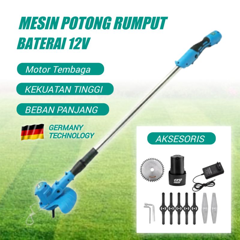 Mesin Potong Rumput Baterai 12v Mailtank SH226 Cordless Grass 12 volt Alat Potong Rumput Berdiri Sua