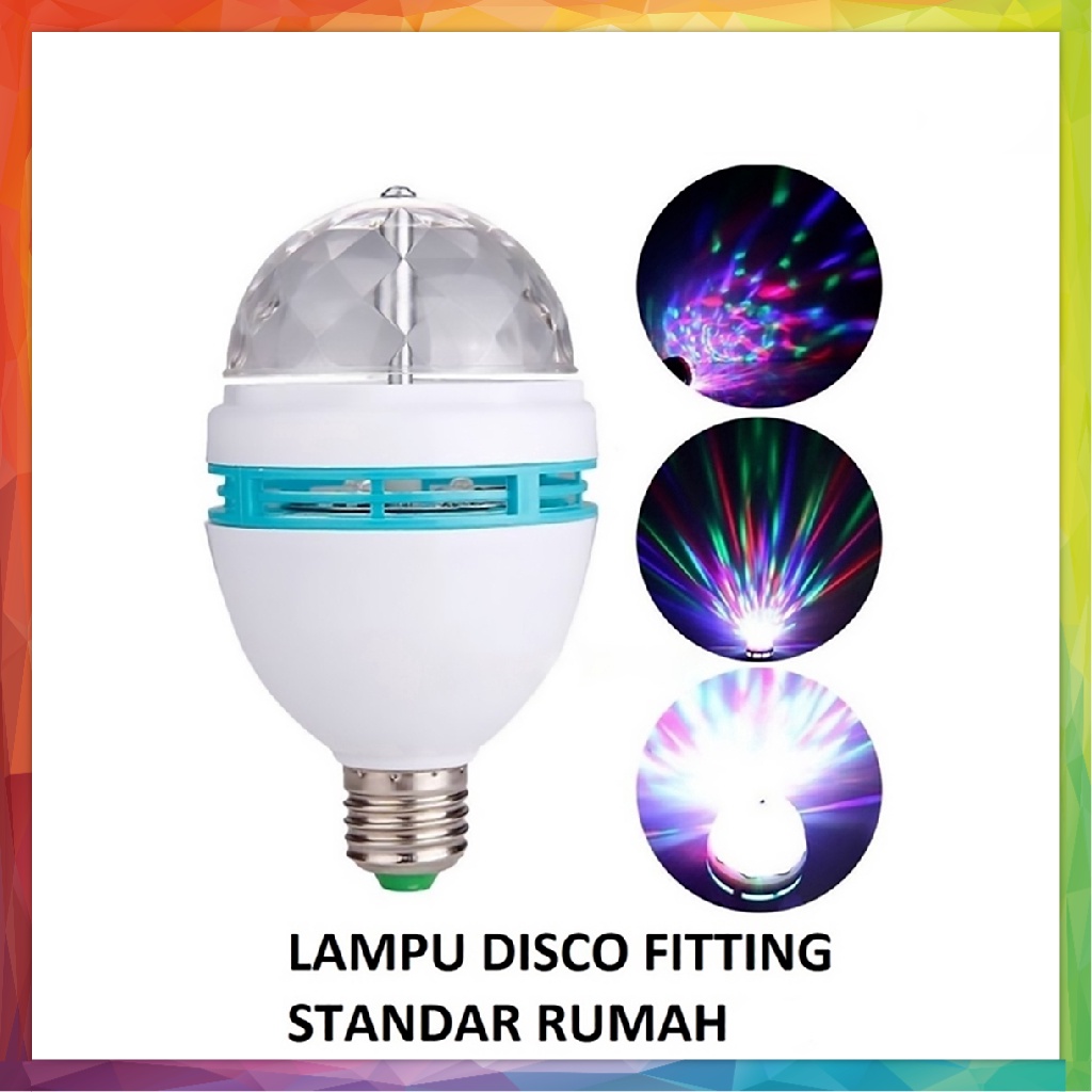 Lampu DISCO LED Fitting tumblr mini otomatis disko warna warni RGB