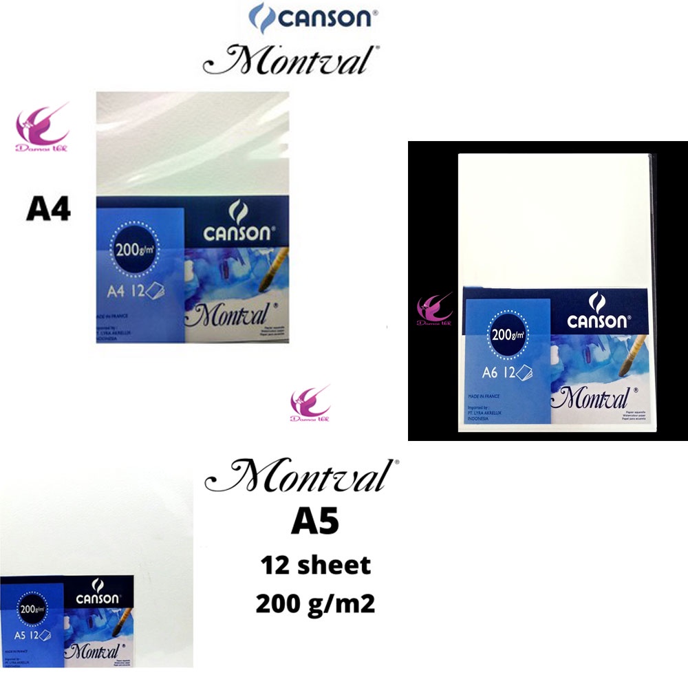 

Canson Montval A4 A5 A6 200 Gsm 12 sheet Kertas Gambar Cat Air Watercolor Paper