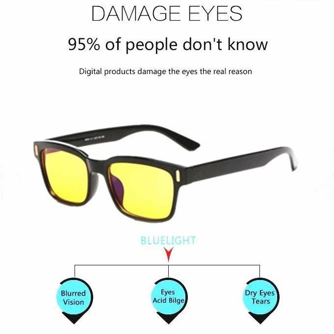 Kacamata Anti Radiasi Komputer Anti Radiation Lens Computer Glasses Kerja Dewasa Pria Wanita Lensa Kuning Bening Clear Perlindungan Mata Layar HP Blue Light Frame Blueray Laris Pelindung-1