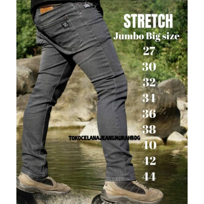 JEANS PRIA STRETCH JumboCELANA JEANS PRIA PANJANG STRETCH BIG SIZE GREY 44/JEANS PRIA SLIM FIT