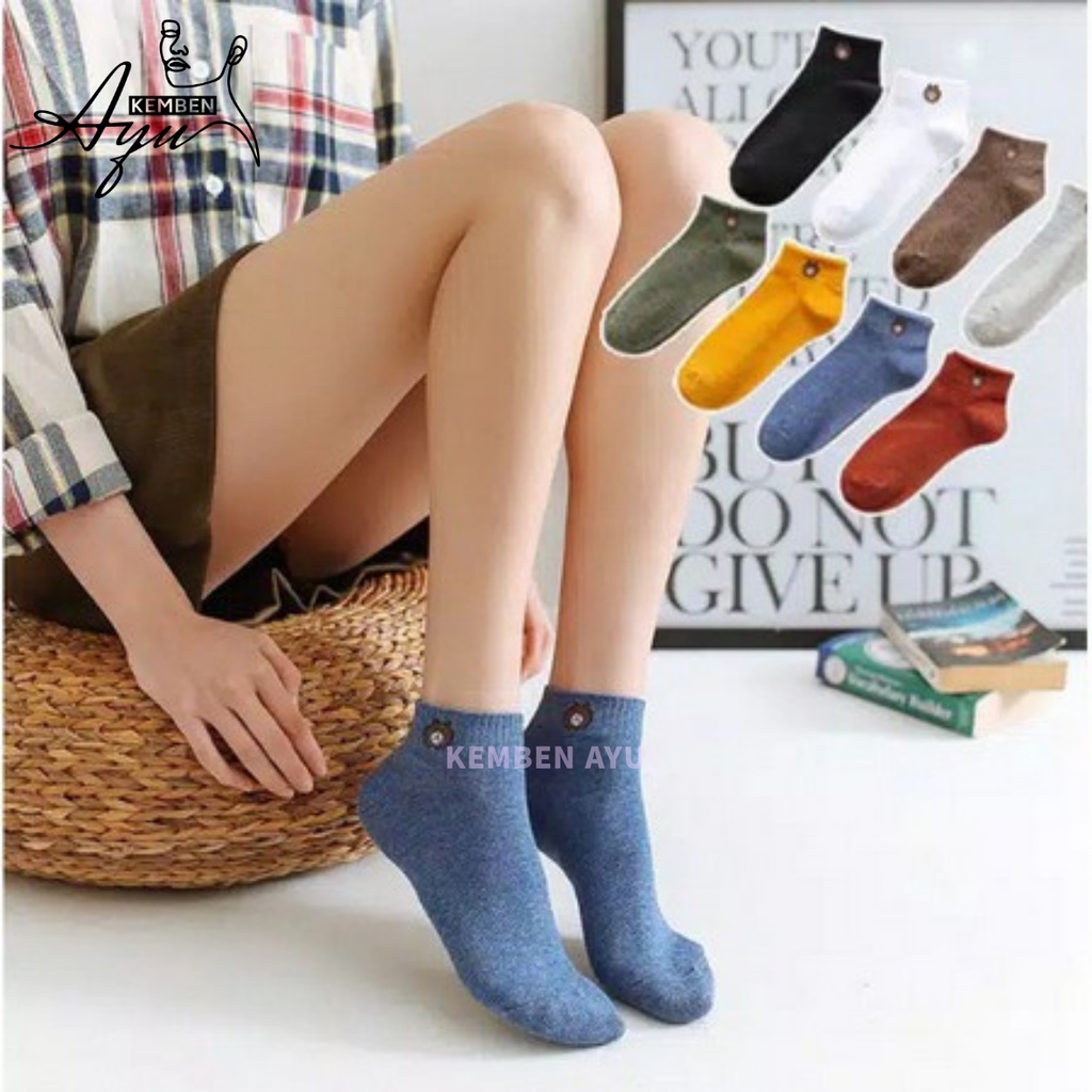 Kaos Kaki Pendek Ankle Wanita Dewasa Motif Beruang Tebal Ala Korea Kaoskaki Bear Tipis Semata Cewek Pelangi Invisible Low Socks Nibras Lucu Mini Tumit Warna Hitam Peach Pastel Kulit Angle Minion Anti Slip Kain Angkle Polos Bts Mata Halus Import Premium-4