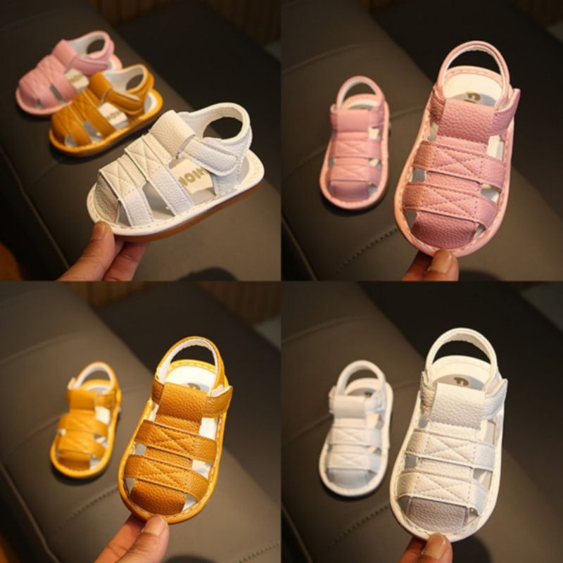 Sepatu Sandal Anak Bayi Bunyi Baby Liam Sound Walker Cit-Cit Anak Batita Balita Polos Putih Pink Coklat Brown Warna Netral