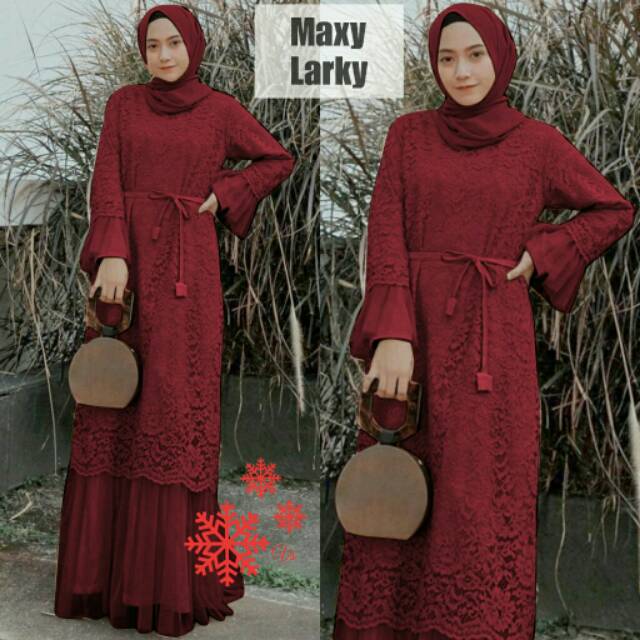 XC - Maxi Dress Larky / Maxi Laum Jumbo / Maxi Brukat / Maxi Fashion Muslim / Maxi Dress Wanita
