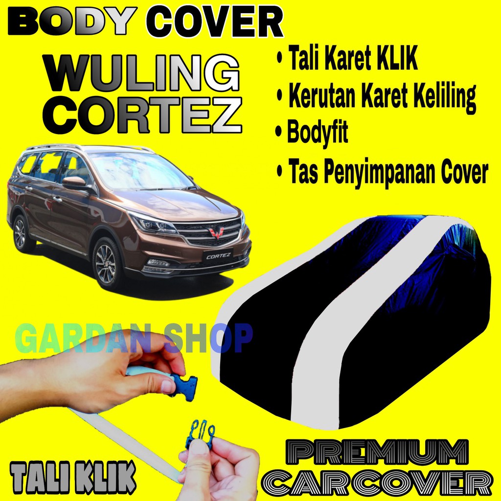 Body Cover WULING CORTEZ Sarung Strip SILVER Penutup Pelindung Selimut Bodi Mobil Cortez PREMIUM