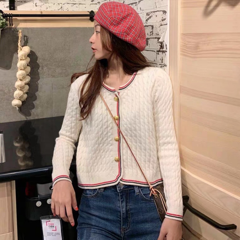 Oline Knit Crop Cardigan Import TM 18150-2