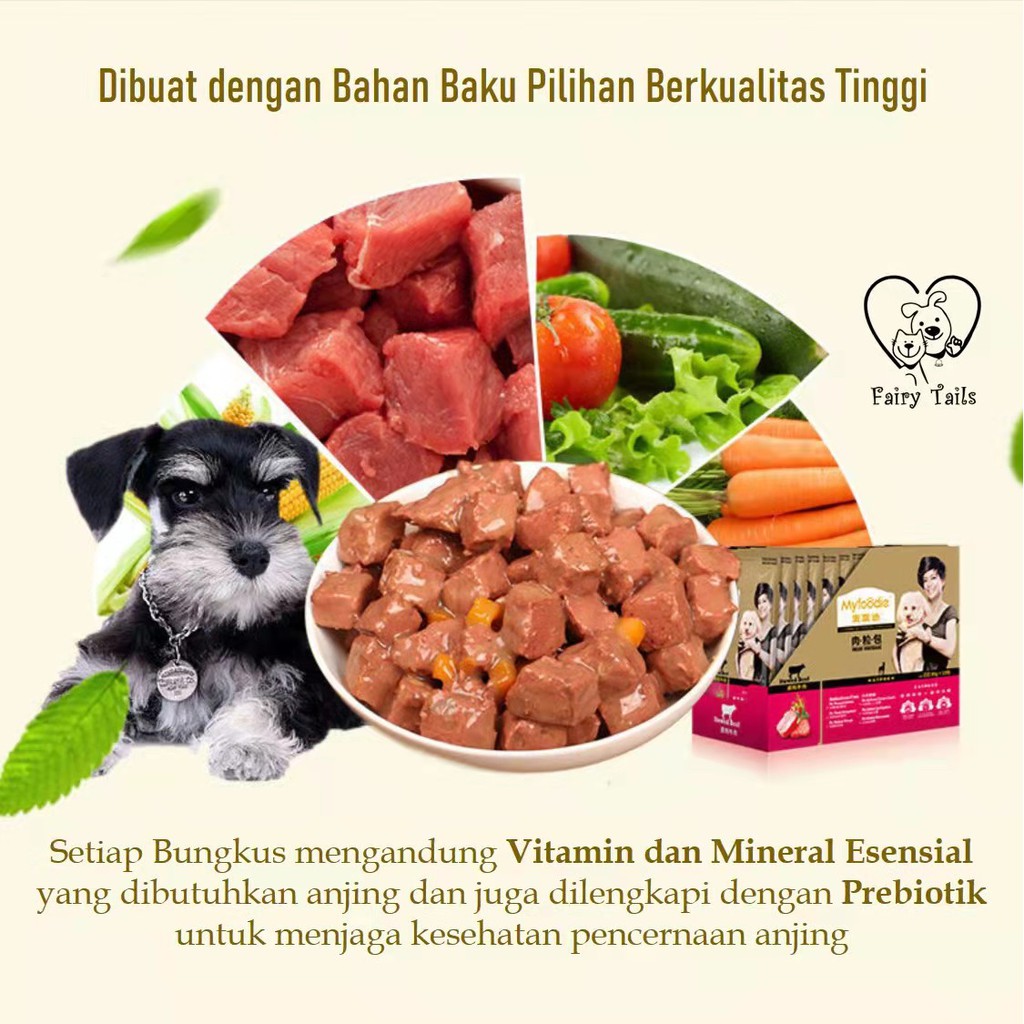 Snack Anjing Makanan Anjing Basah Dengan Daging Asli Premium Kemasan Kantong Pouch (MyFoodie) | Pengganti Makanan Hewan Kaleng Anjing (Kemasan Lebih Ramah Lingkungan) | MyFoodie Dog Wet Food with Real Meat Cube (Pouch) po