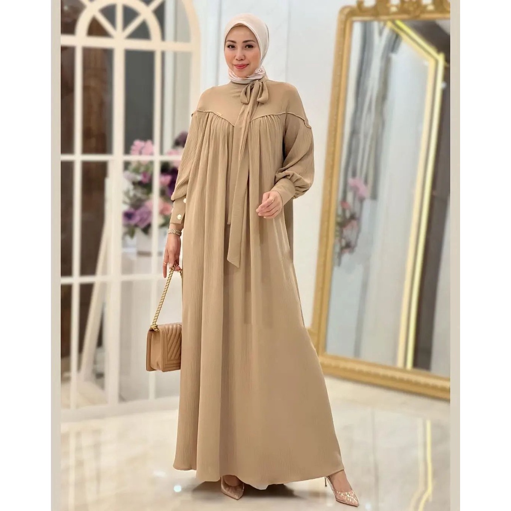 MELODY DRESS BC KAIN CRINKLE LD 110 CM PB 137 CM (BUSUI ) GAMIS CRINKLE WANITA KEKINIAN GAMIS LEBARAN TERBARU 2023 MAXI DRESS MUSLIMAH