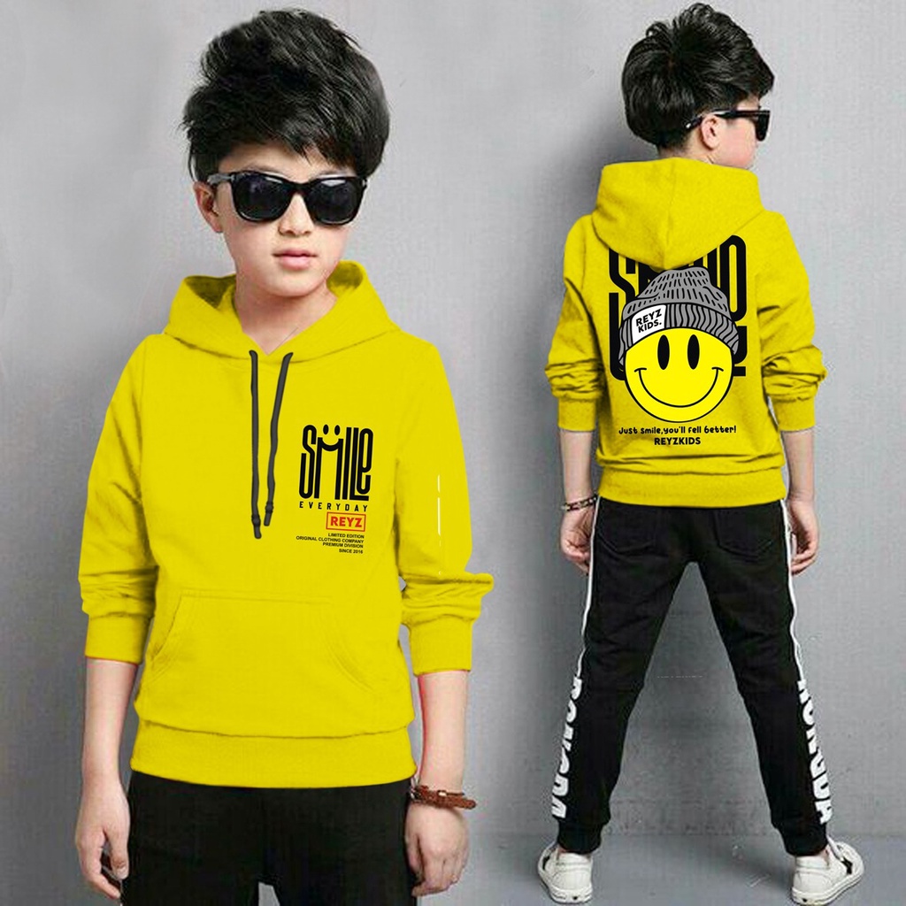 Jaket Anak Laki Laki/Jaket Anak Terbaru/Hoodie Anak Smile Anak Gaming Bahan Fleece Tebal 4-11 TAHUN