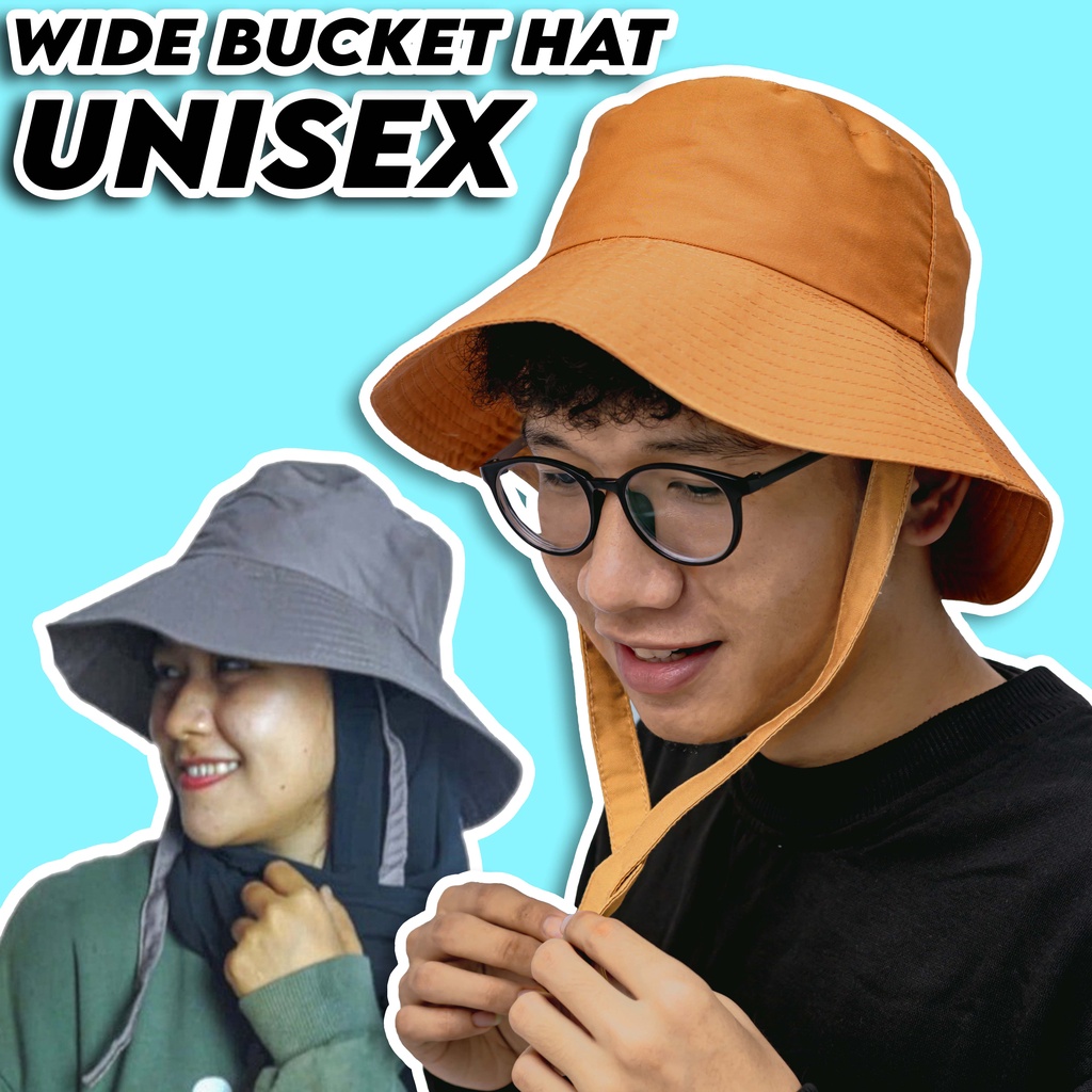 WIDE BUCKET HAT TOPI PANTAI OUTDOOR TOPI BUCKET TALI BUCKET HAT LEBAR BUCKET HAT KOREA BUCKET RUMBAI PRIA BUCKET HAT SELEBGRAM