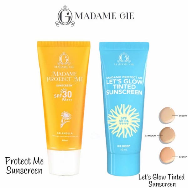 NEW Madame Gie Madame Protect Me Sunscreen SPF 30 | Madame Gie Madame Protect Me Sunscreen SPF 50 | Madame Gie Madame Protect Me Let's Glow Tinted Sunscreen SPF 50