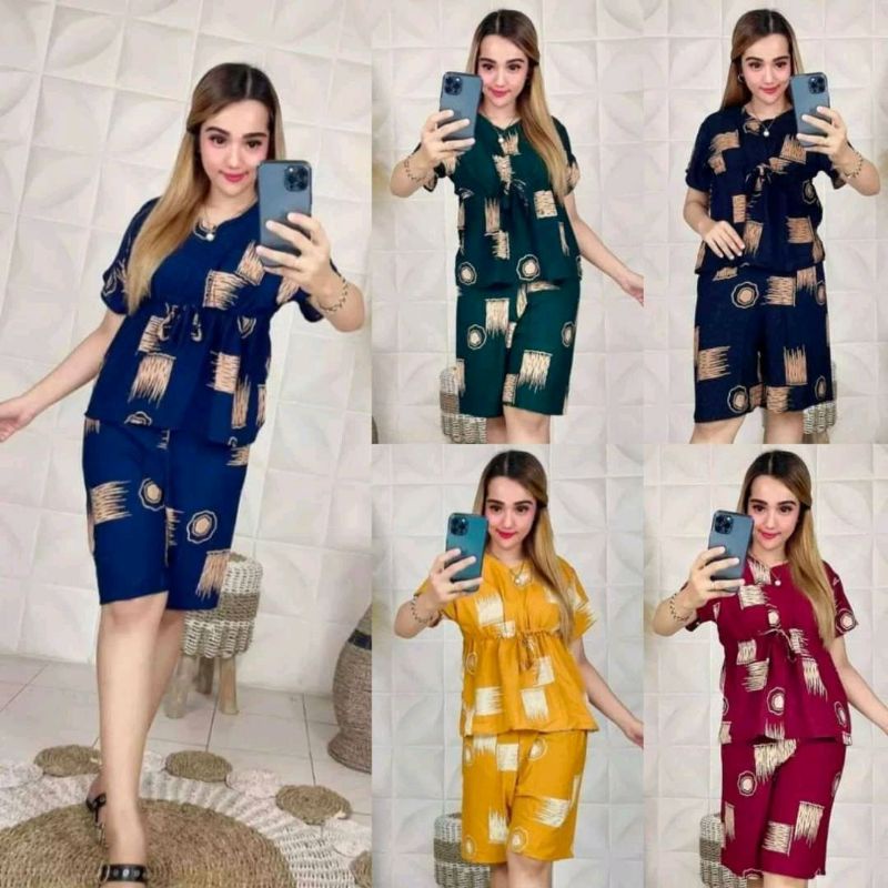 setelan pendek wanita bahan rayon adem/ babydol viral murah/ setelan busui