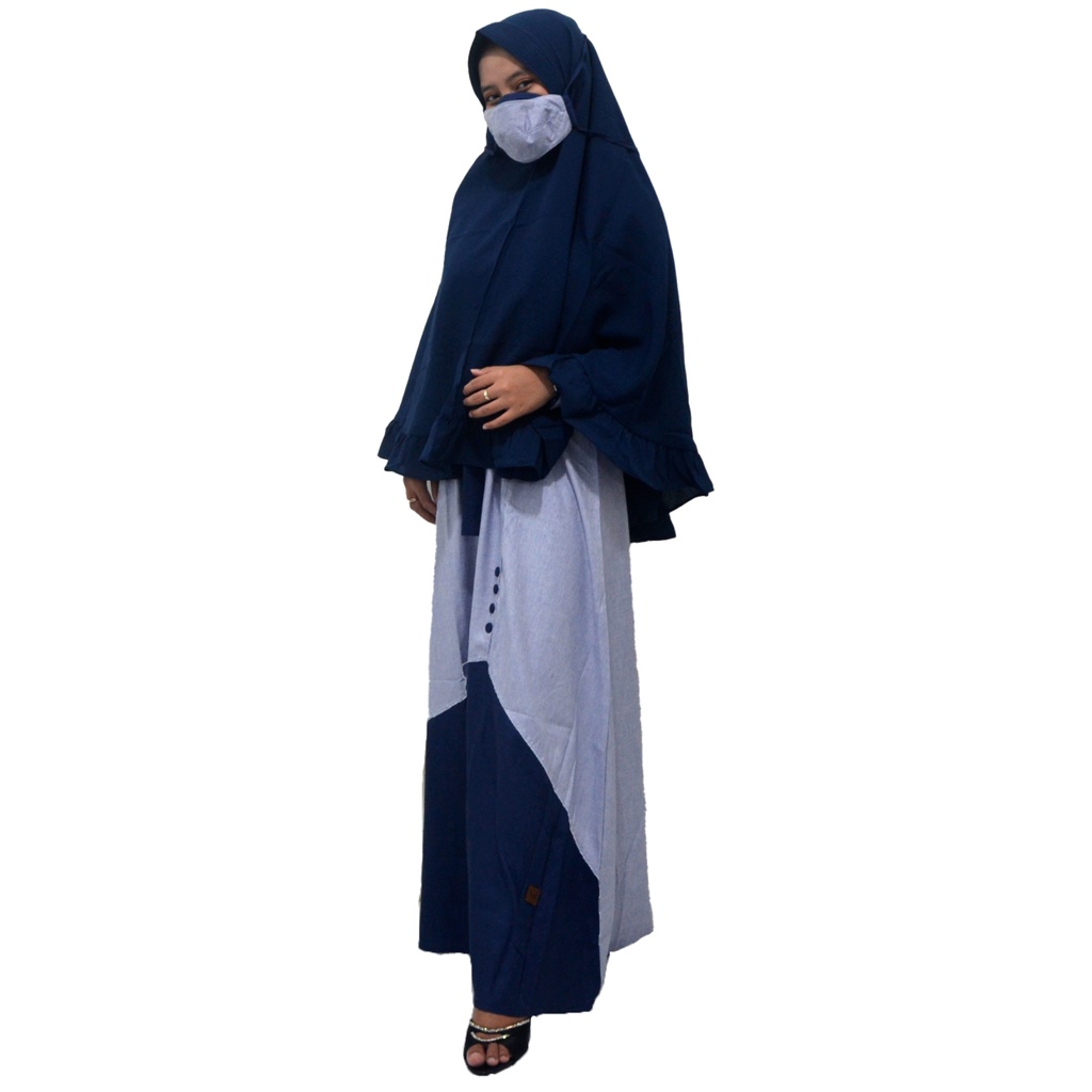 MOSCOU Baju Gamis Syar’i Muslim Wanita Dewasa Biru Navy Dongker GMCA333