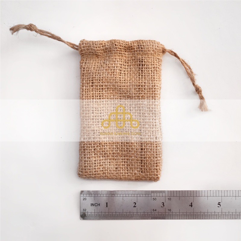 Pouch Pouch Goni Kecil 7x12cm - Kantung Rami Rustic - Kantong Koin Unik - Burlap Pouch