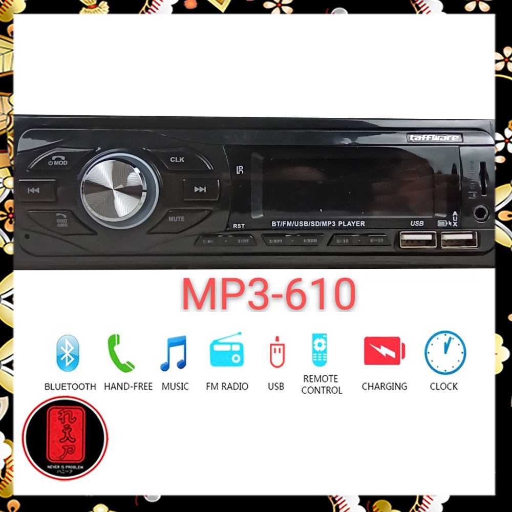 Taffware Tape Audio Mobil MP3 Player Bluetooth Wireless Receiver 12V - MP3-610 - Black