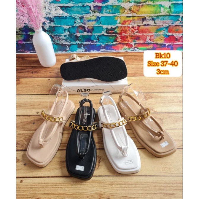 ABBUSHOES Bk 10 flip pop sepon super tali rantai 3cm