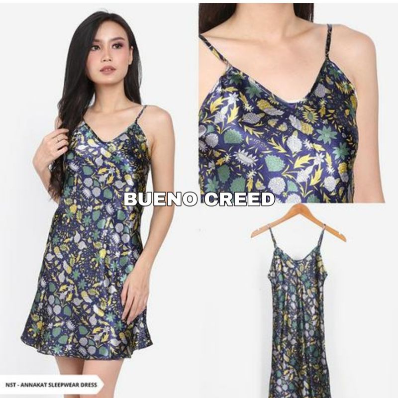 BC - Daster Satin Veluci / daster tali satu wanita-Black Retro