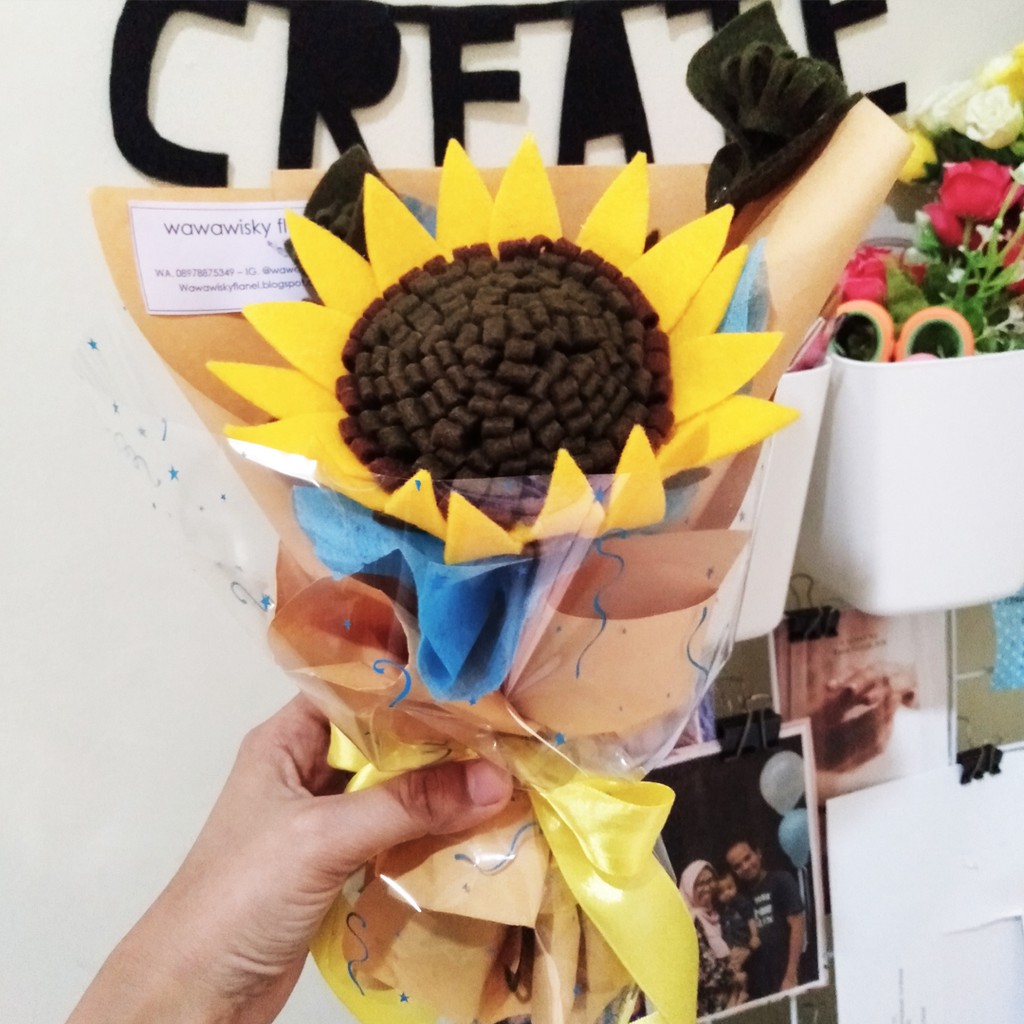 Buket Bunga Flanel Matahari (Sunflower)