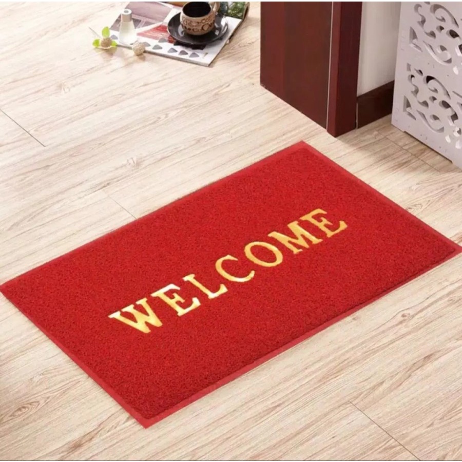 Keset Welcome Alas Kaki Karet Keset Bihun Mie Anti Slip Licin 40x60cm - Random Warna