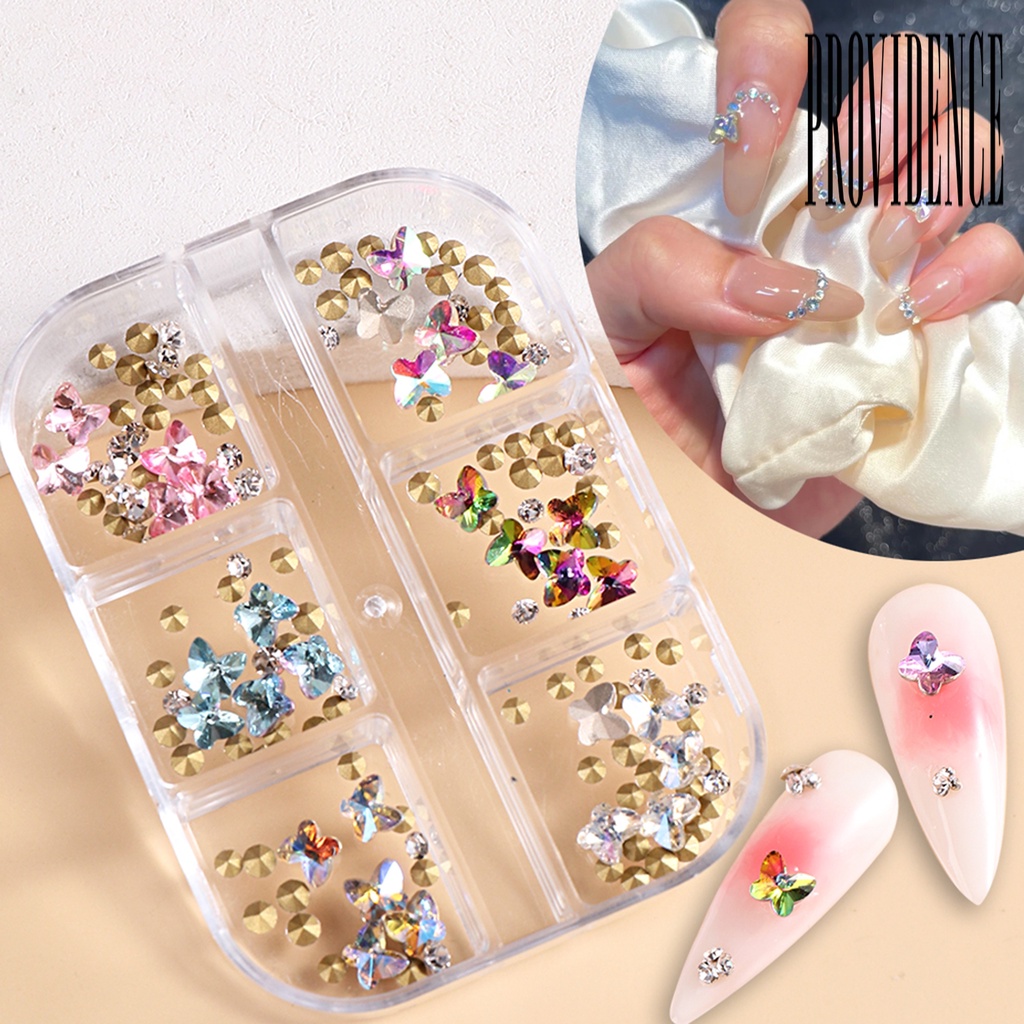 Providence Ornamen Kupu-Kupu Kaca Multi Warna Dekorasi Nail Art DIY