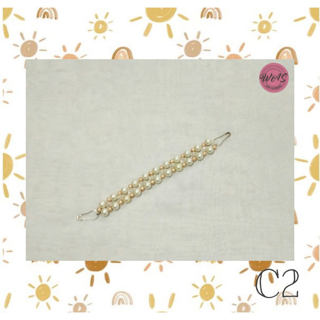 Konektor Masker Hijab / Mutsin 4mm 8mm / Handmade / Mutiara putih gold