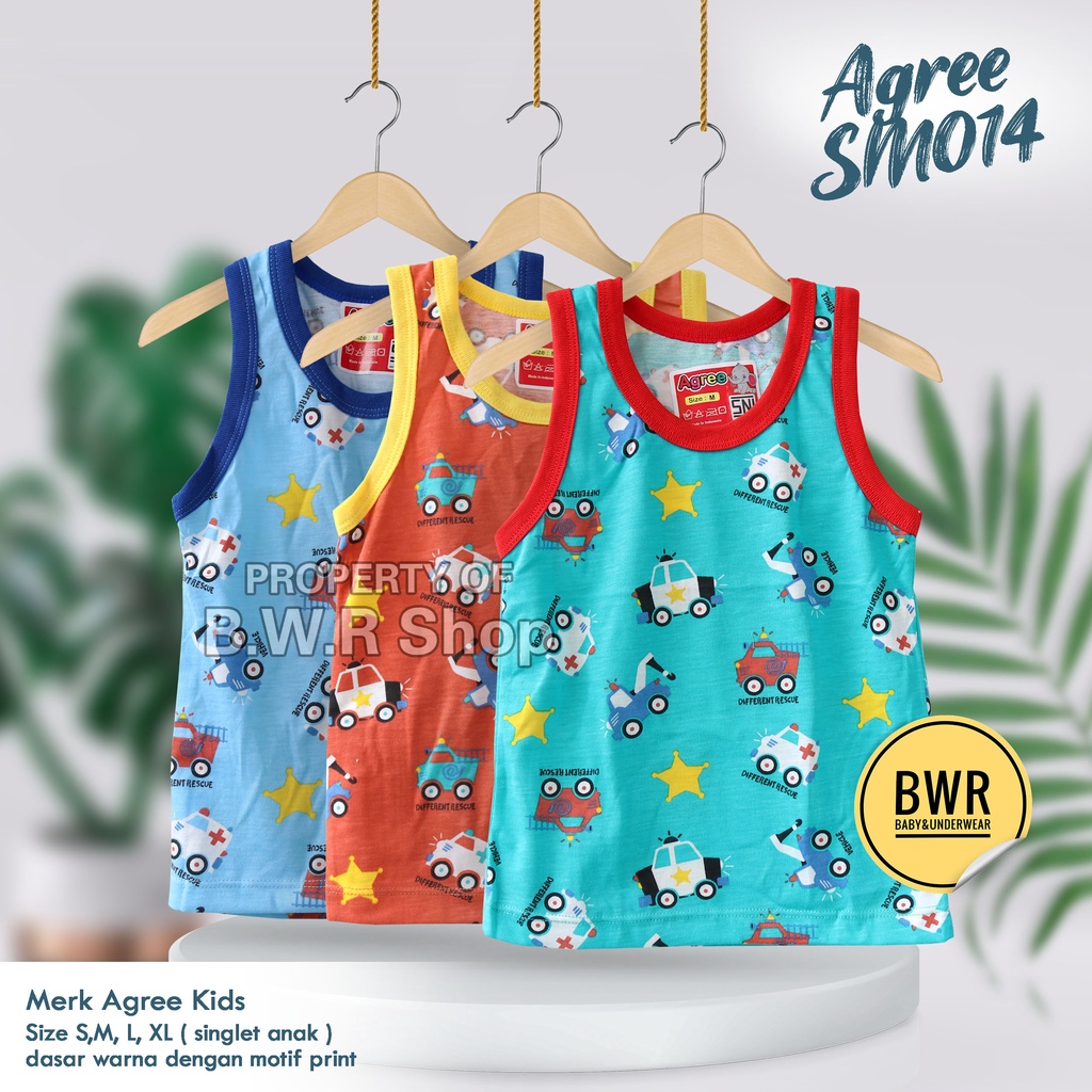 [ 3pc ] Singlet Agree Kids SM014 Ambulace Rescue / Kaos Dalam Anak Santai Harian Agree Sm 014 Motif Lucu | Bwr