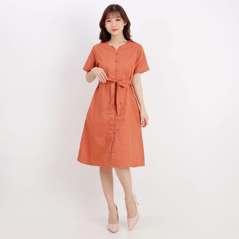 Dress Wanita Fashion /Dress BV/ Dress Midi Polos Katun Uniqlo